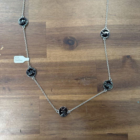 Michael Kors Silver/ Black Logo Long Necklace