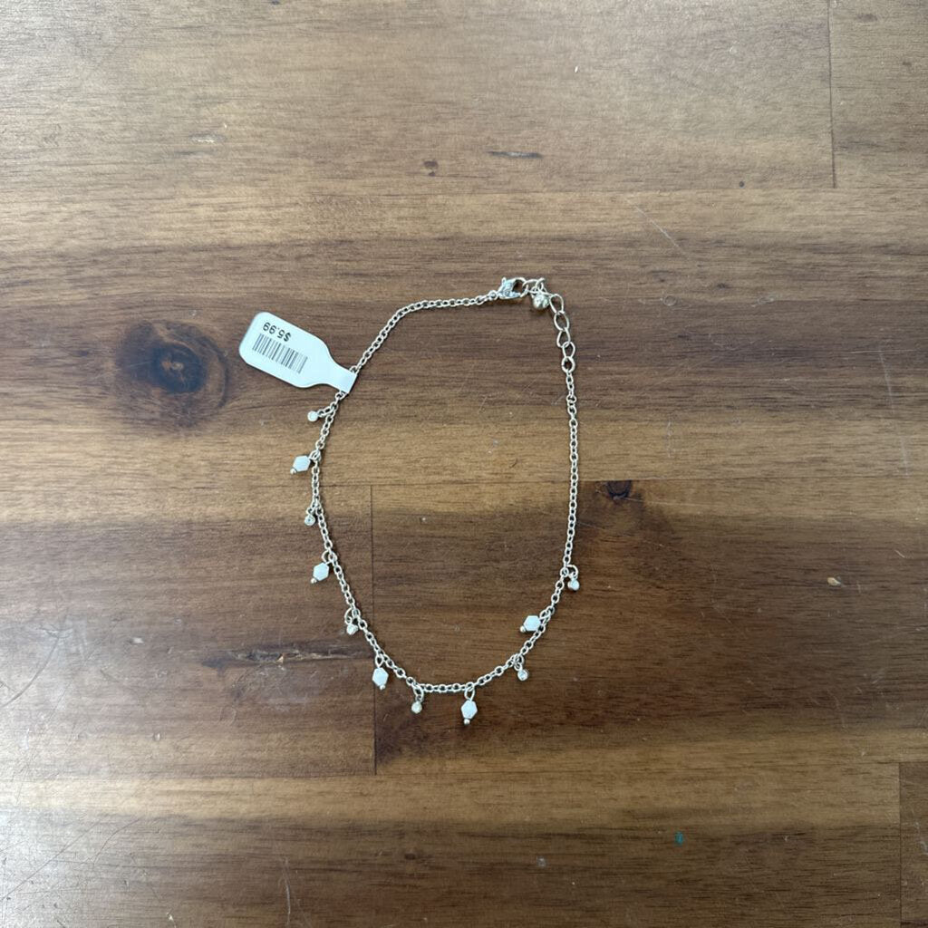 Silver/ White Bead Anklet