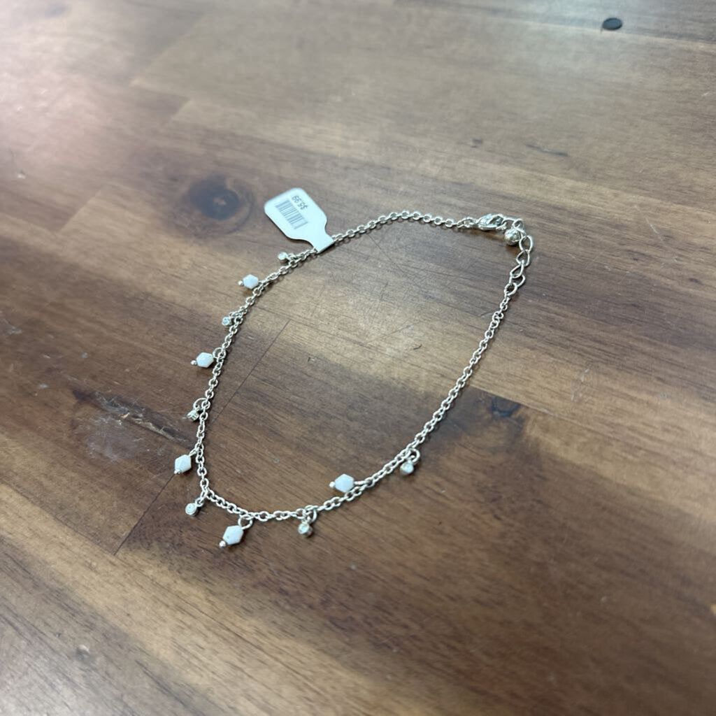 Silver/ White Bead Anklet