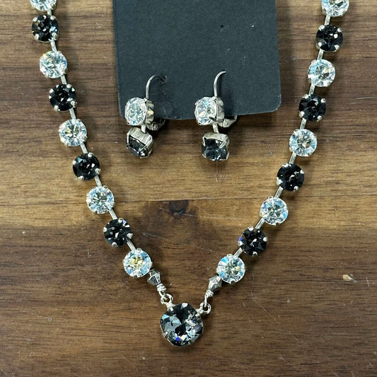Grey/ Clear Sparkle Stone Necklace/ Earrings Set