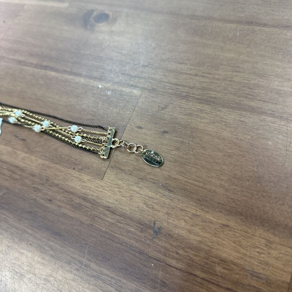 Gold/ Black/ Pearl Metal Layered Bracelet