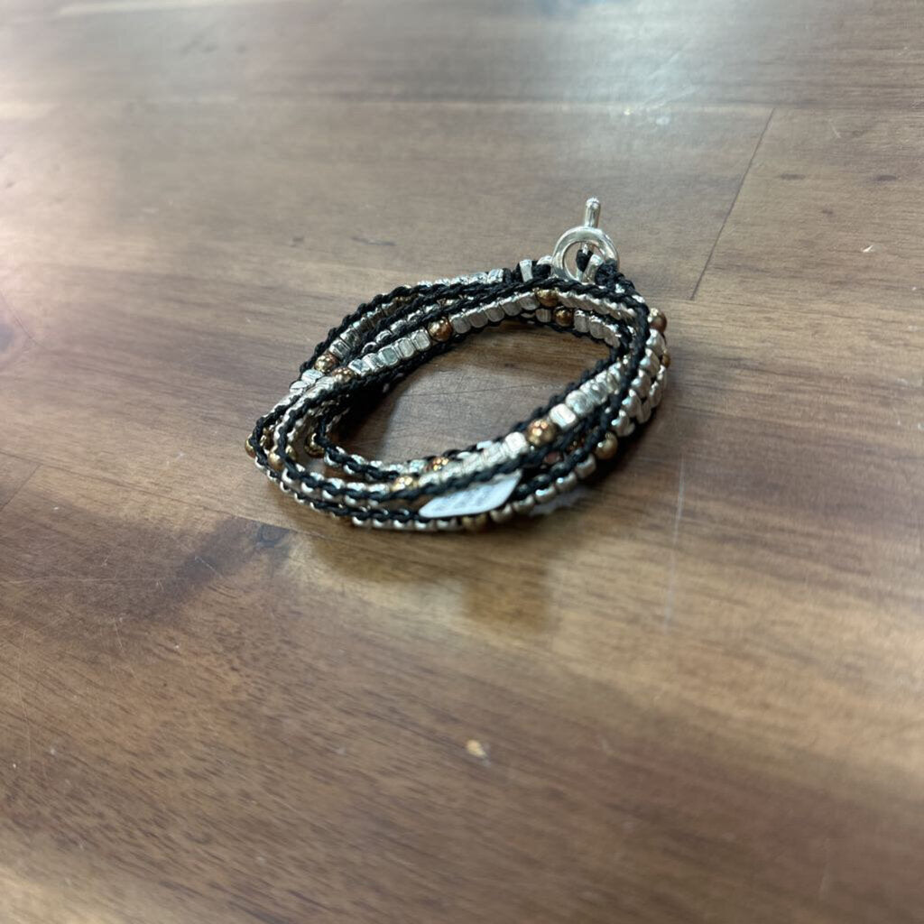 Black/ Silver Bead Wrap Bracelet