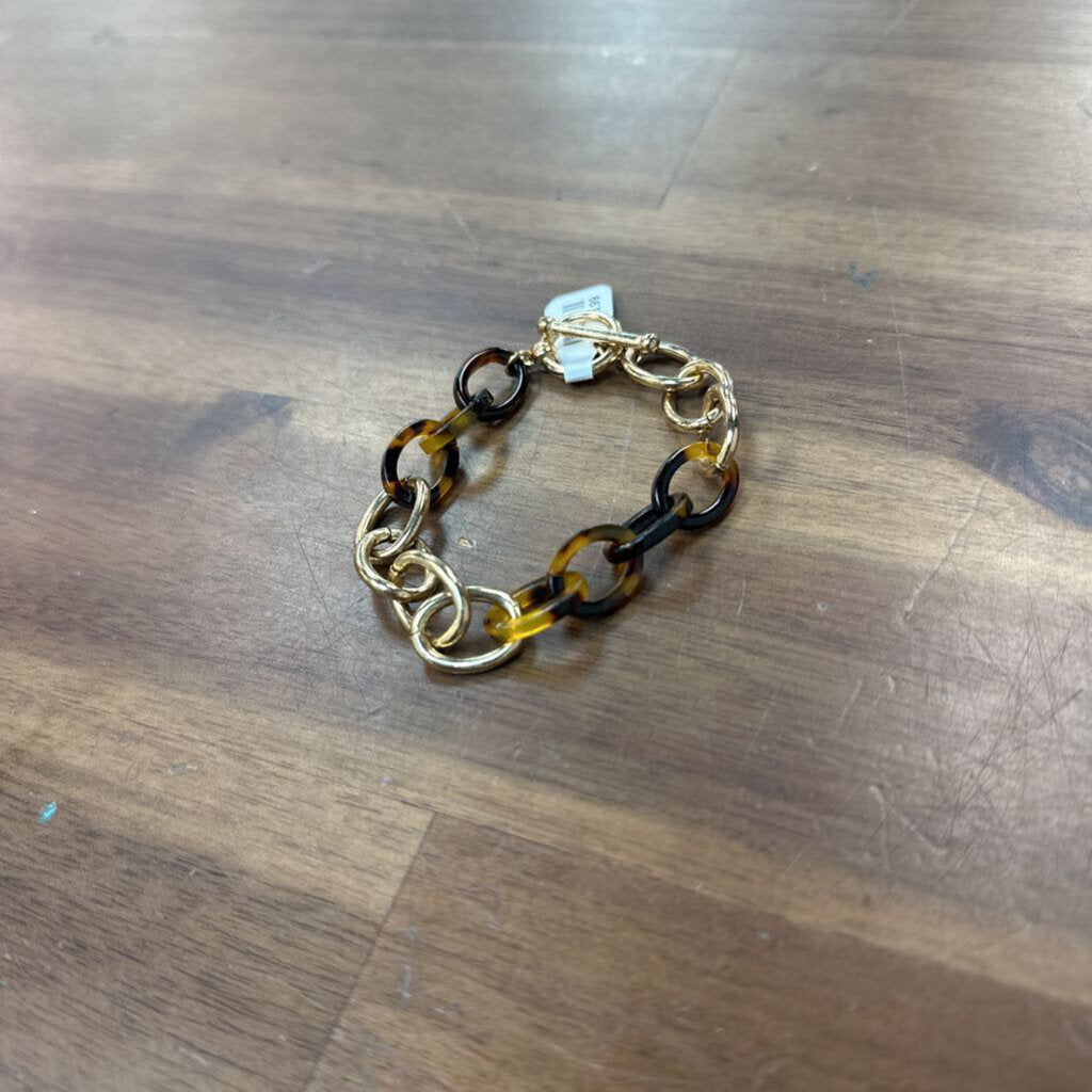 Gold/ Brown Chain Link Bracelet