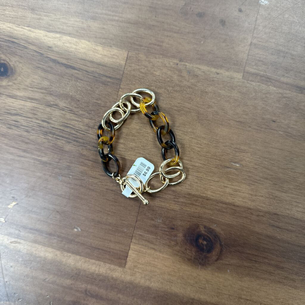 Gold/ Brown Chain Link Bracelet