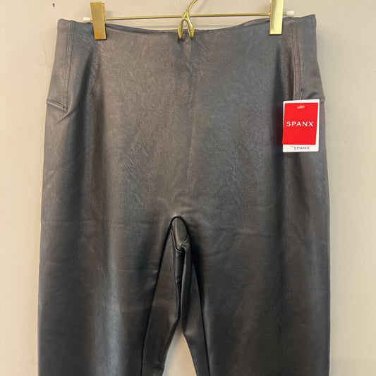 Spanx Black Leather Like Front Slit Pull On Pants Extra Large