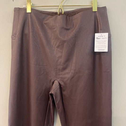 Spanx Brown Leather Like Front Slit Pull On Pants Extra Large