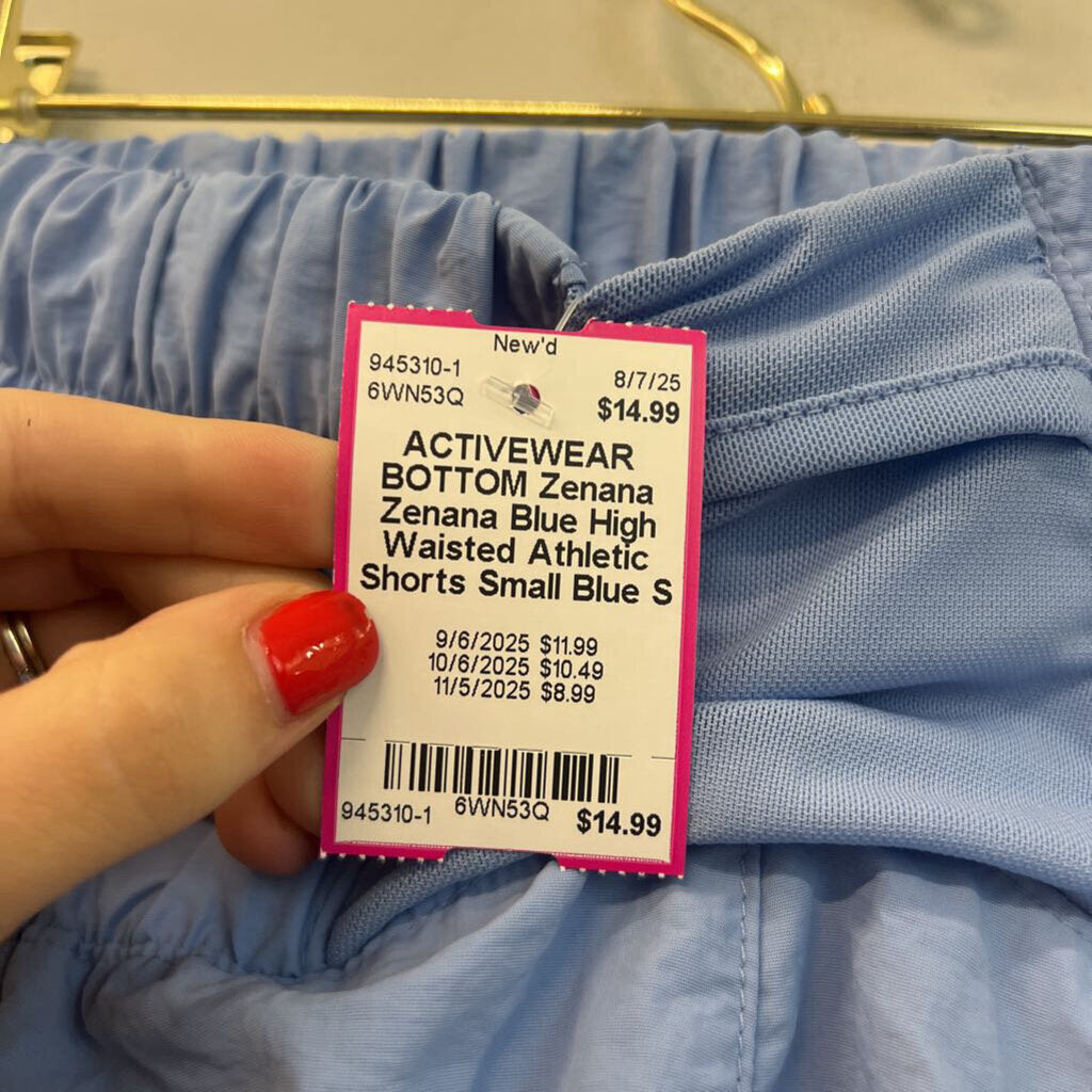 Zenana Blue High Waisted Athletic Shorts Small