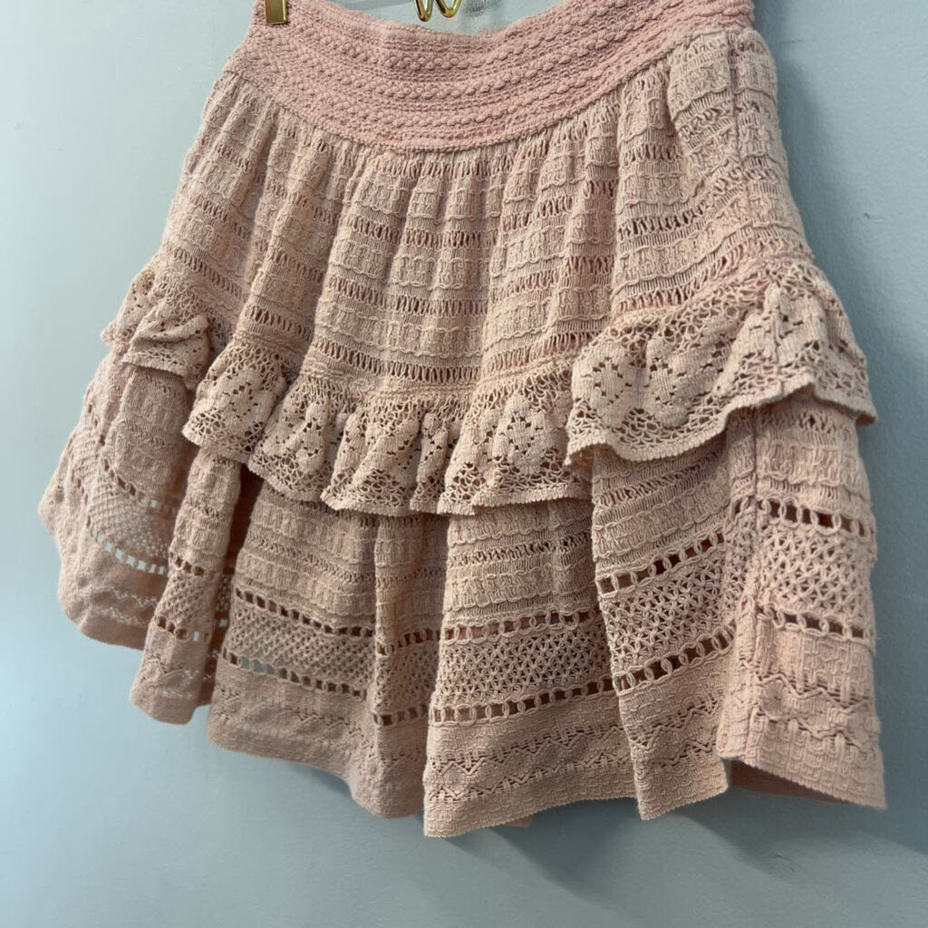 Aerie Pink Layered Lace Skirt Small