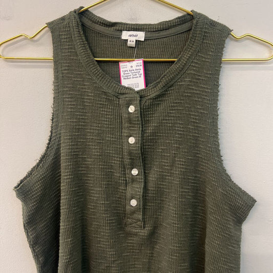 Aerie Green Textured Cropped Tank Top Medium