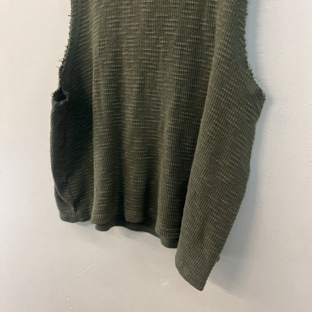 Aerie Green Textured Cropped Tank Top Medium