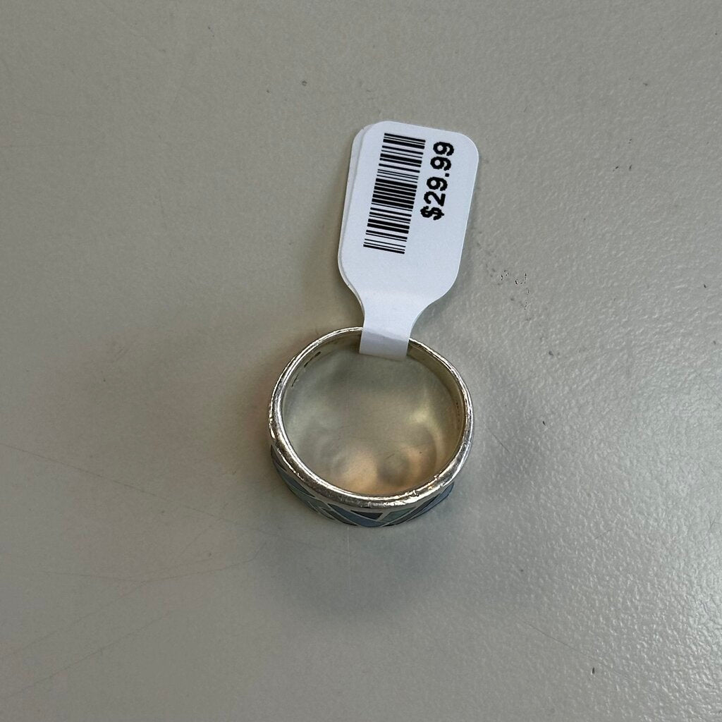 Sterling Silver/ Blue Design Statement Ring 7