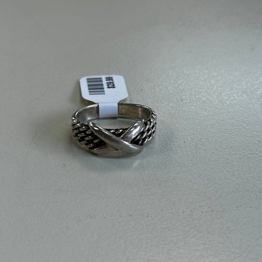 Sterling Silver Rope X Band Ring 7.5
