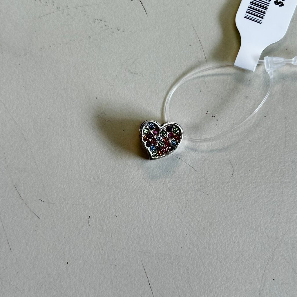 Dainty Silver/ Multi Stone Heart Charm
