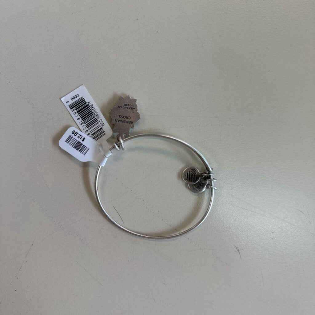 Alex and Ani Silver Armenian Cross Charm Bangle Bracelet