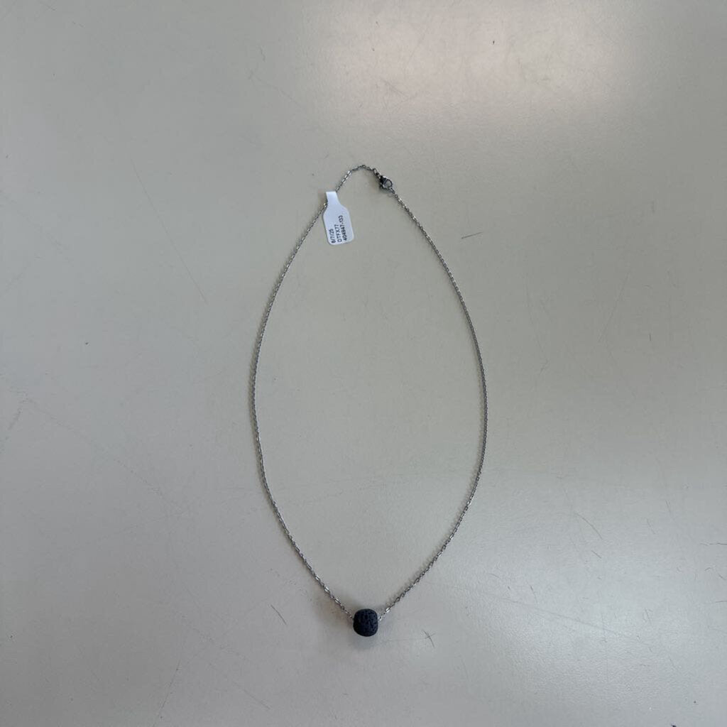 Silver/ Black Bead Pendant Necklace