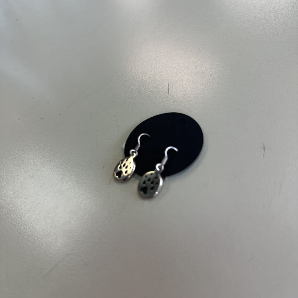 Silver Bear Paw Print Earrings