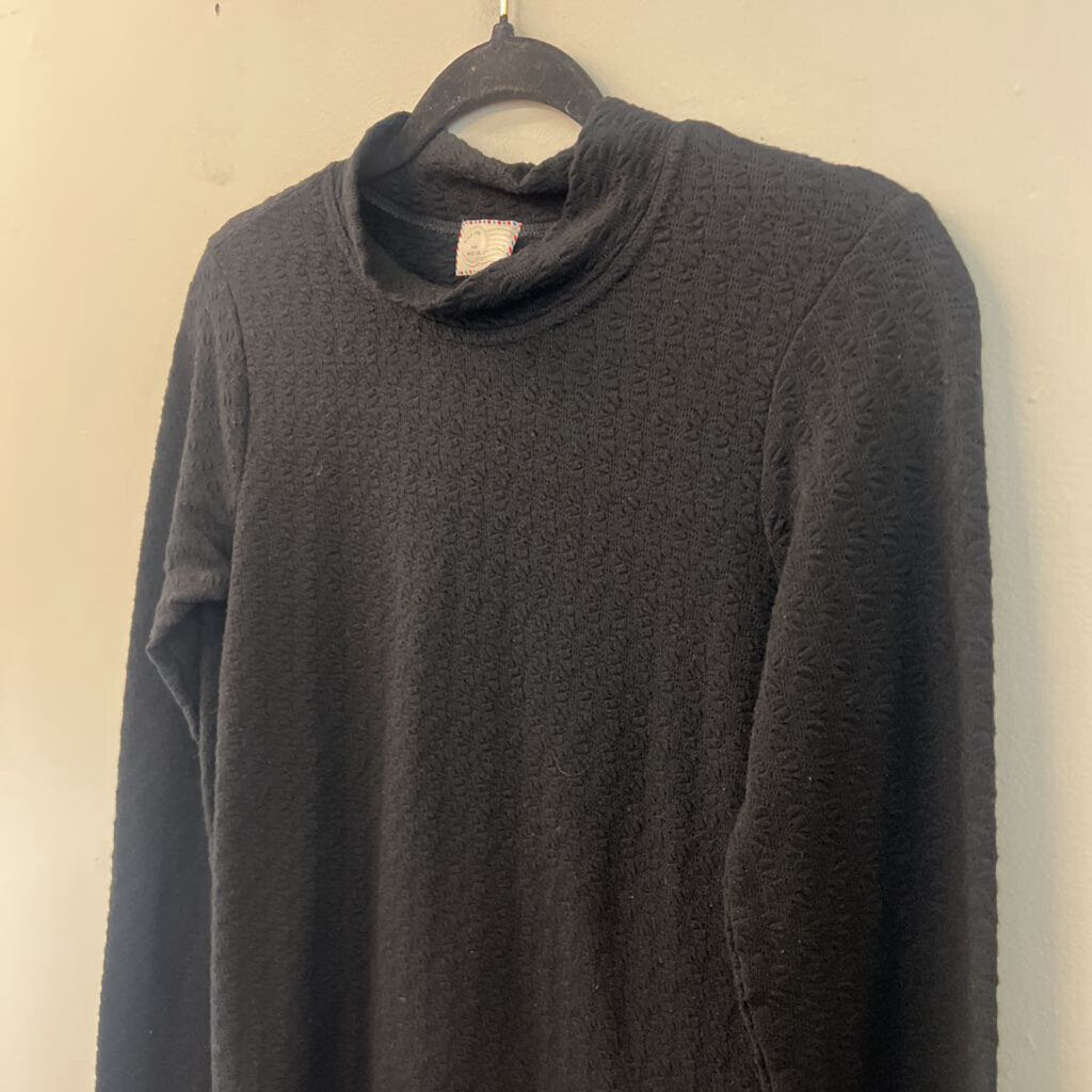Anthropologie Black Textured Long Sleeve Mock Neck Top Medium