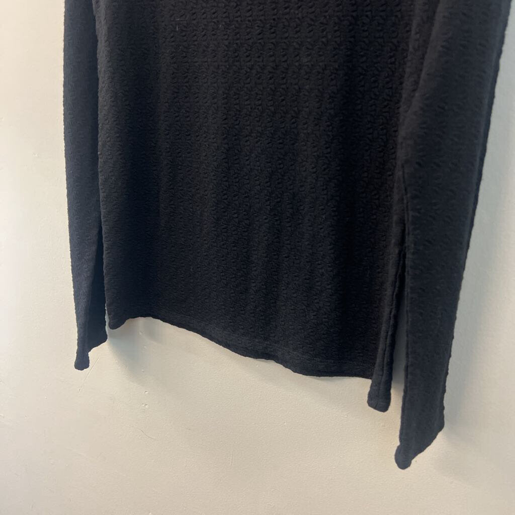 Anthropologie Black Textured Long Sleeve Mock Neck Top Medium