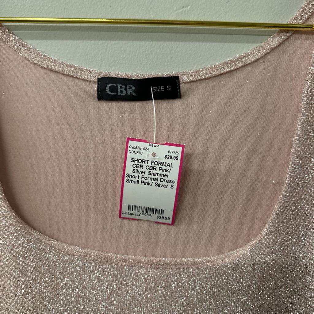 CBR Pink/ Silver Shimmer Short Formal Dress Small