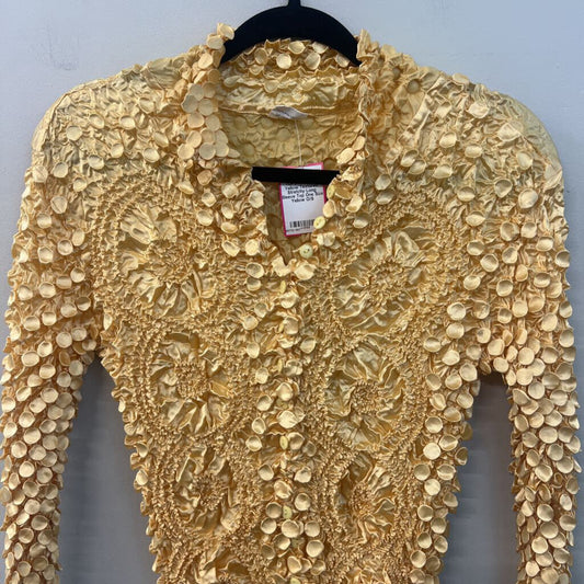 Yellow Textured Stretchy Long Sleeve Top One Size