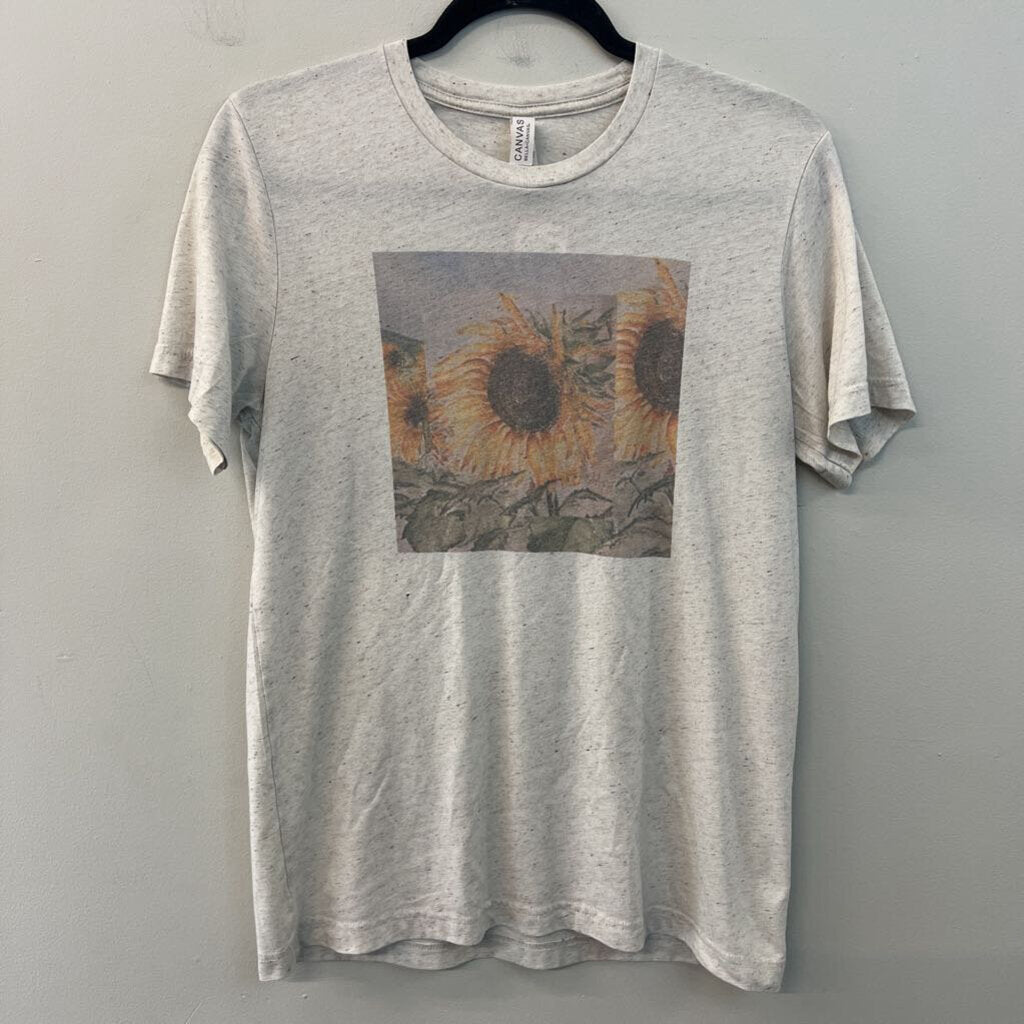 Canvas Grey Sunflower Short Sleeve Graphic Tee Medium