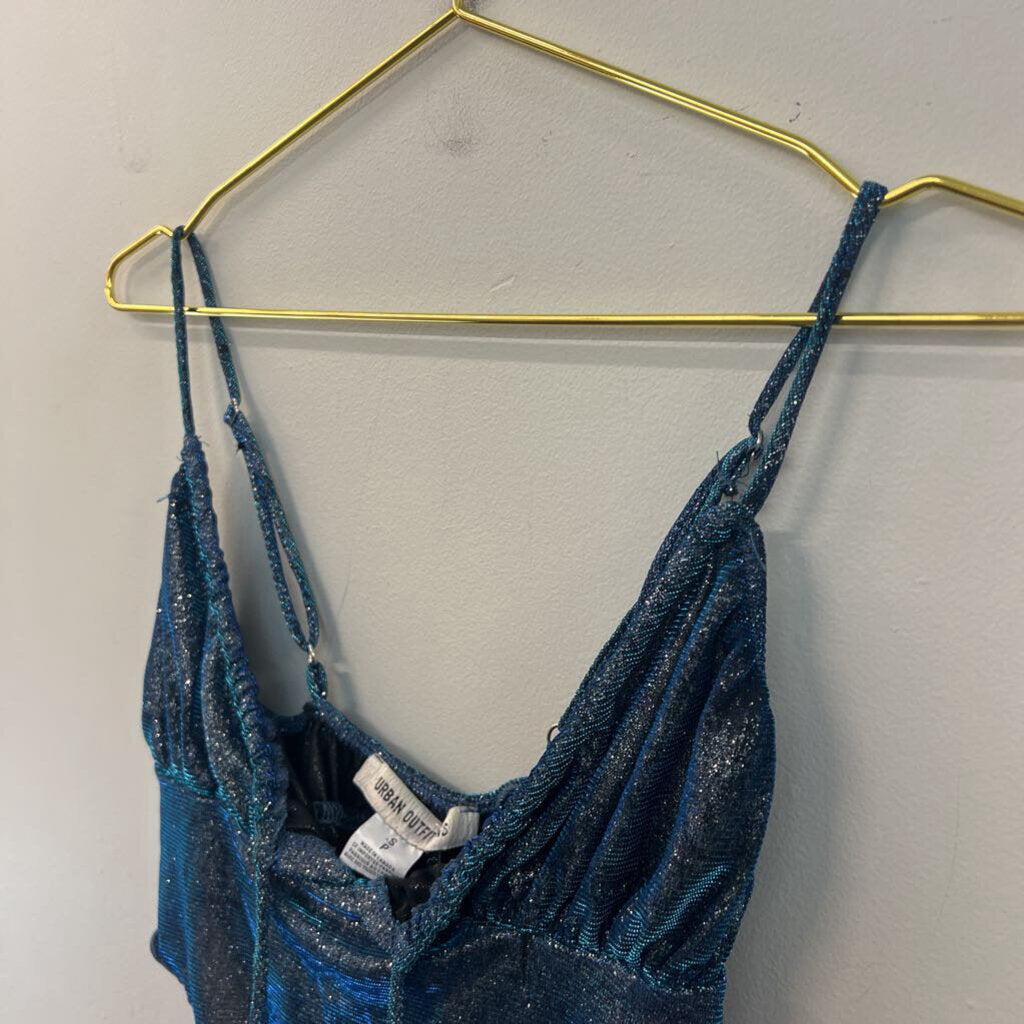 Urban Outfitters Blue Shimmer Cropped Tank Top Small