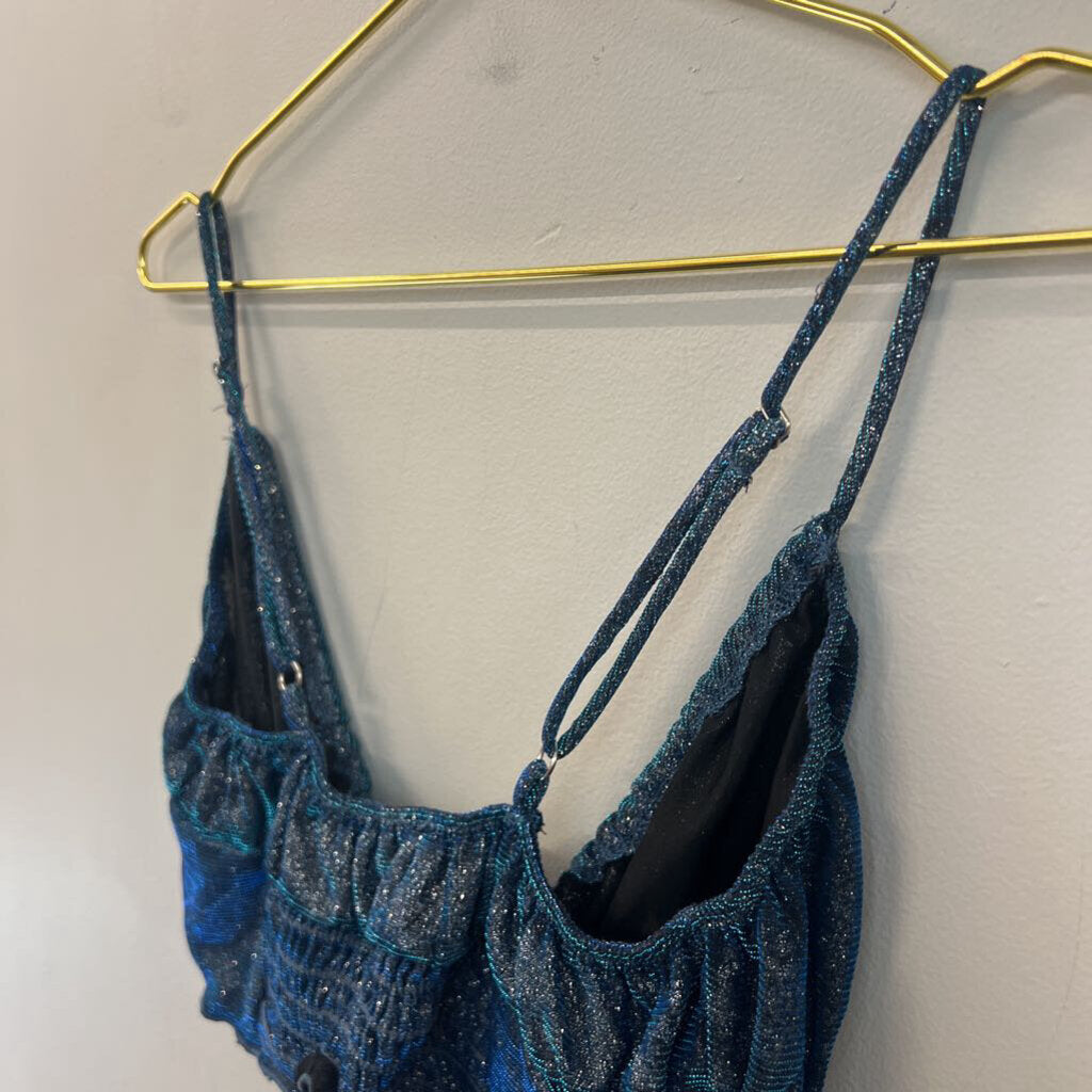 Urban Outfitters Blue Shimmer Cropped Tank Top Small