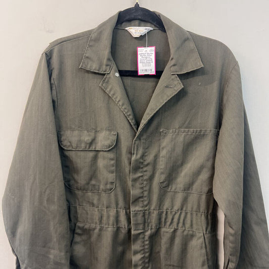 Big Mac Green Heringbone Coveralls Long Sleeve Jumpsuit Medium
