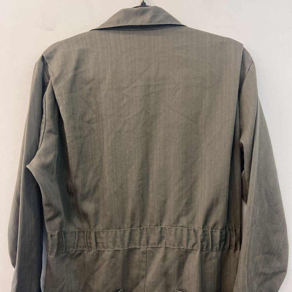 Big Mac Green Heringbone Coveralls Long Sleeve Jumpsuit Medium