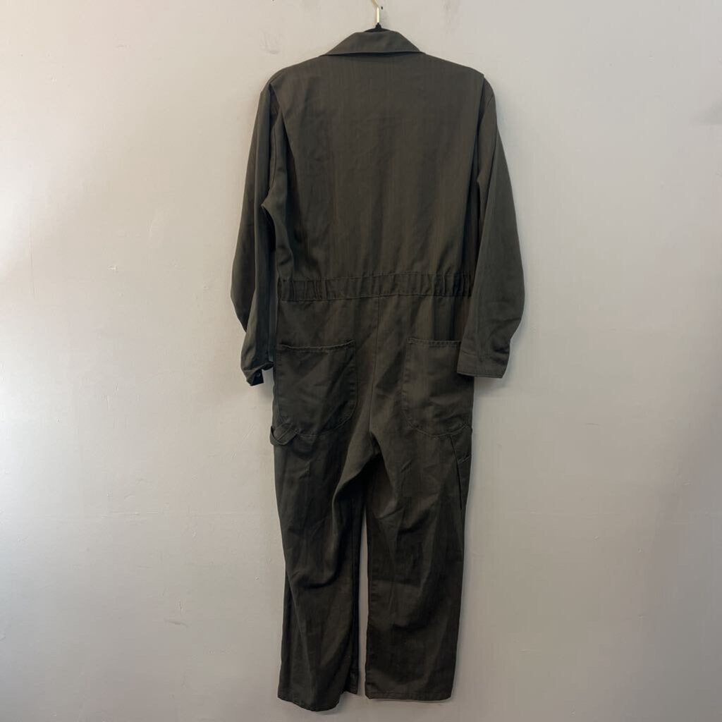 Big Mac Green Heringbone Coveralls Long Sleeve Jumpsuit Medium