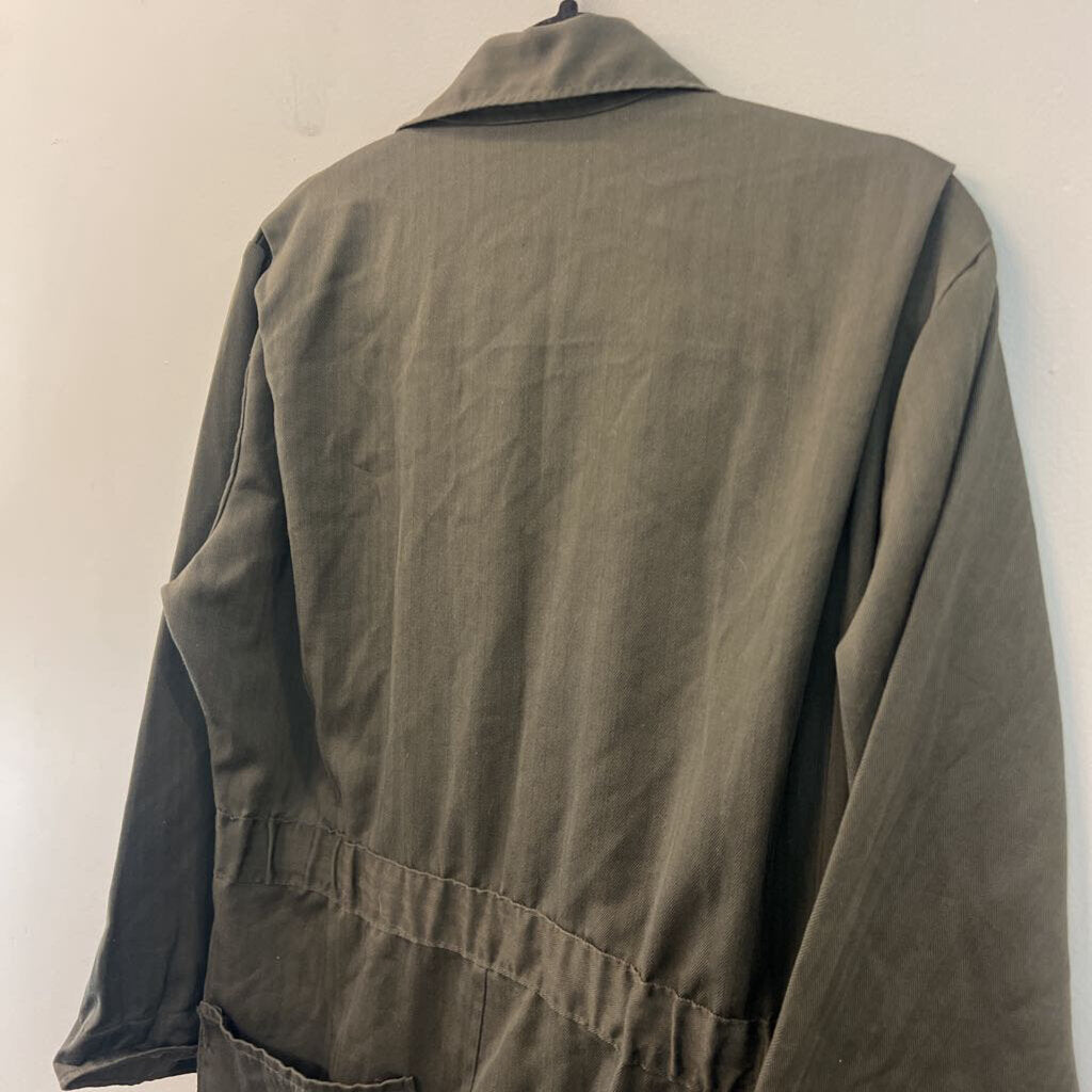 Big Mac Green Heringbone Coveralls Long Sleeve Jumpsuit Medium