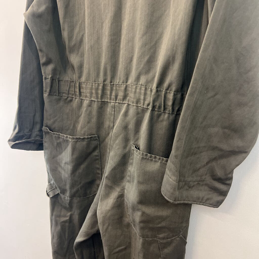 Big Mac Green Heringbone Coveralls Long Sleeve Jumpsuit Medium