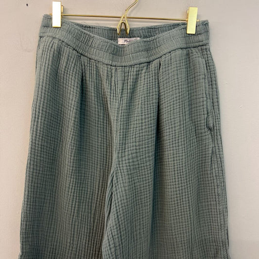 Madewell Green Textured Wide Leg Pull On Pants Small
