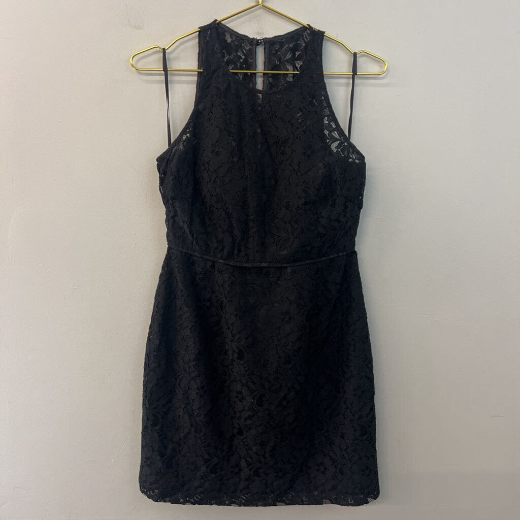 J Crew Black Lace High Neck Dress 8 Petite