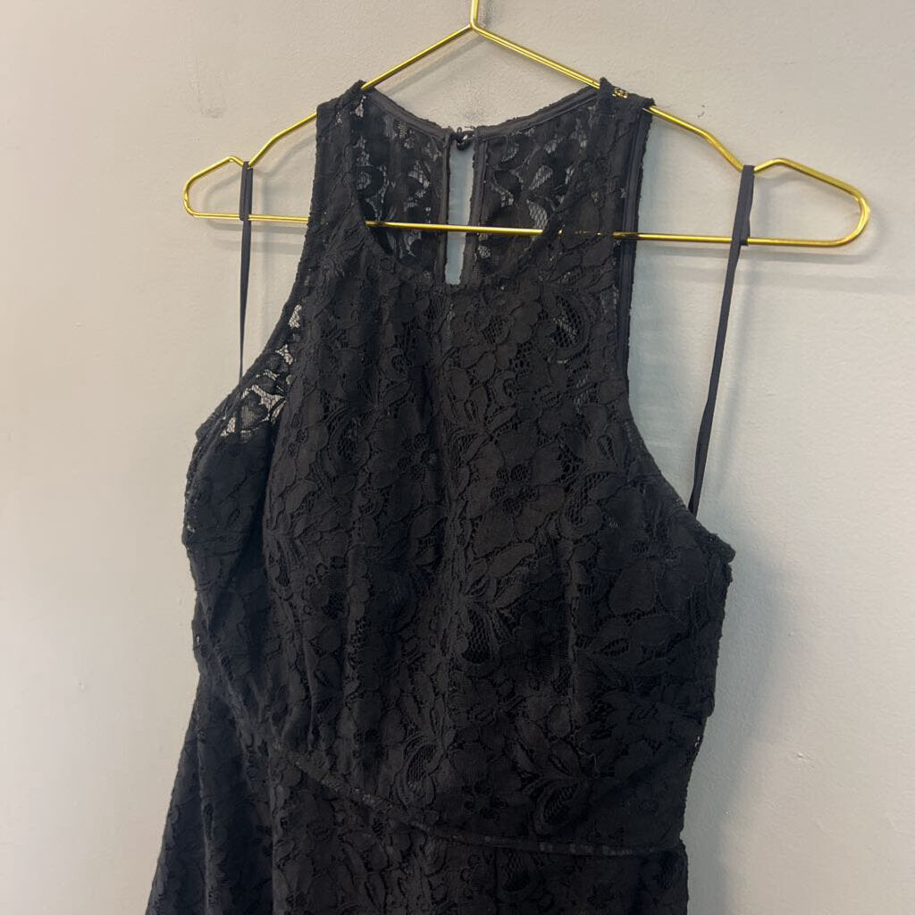 J Crew Black Lace High Neck Dress 8 Petite