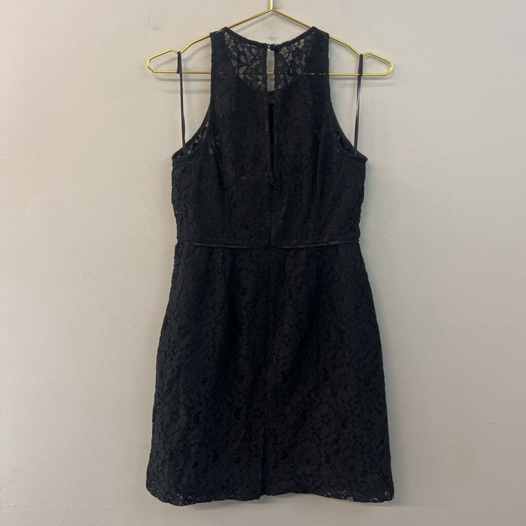 J Crew Black Lace High Neck Dress 8 Petite