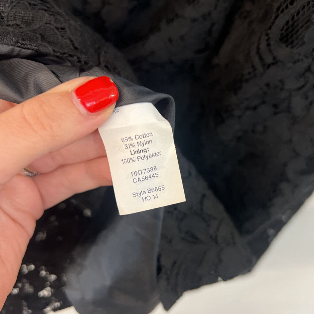 J Crew Black Lace High Neck Dress 8 Petite