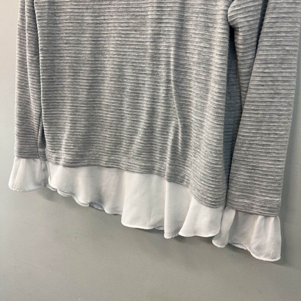 Loft Grey/ White Layered Long Sleeve Top Medium