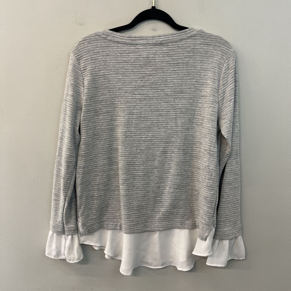 Loft Grey/ White Layered Long Sleeve Top Medium