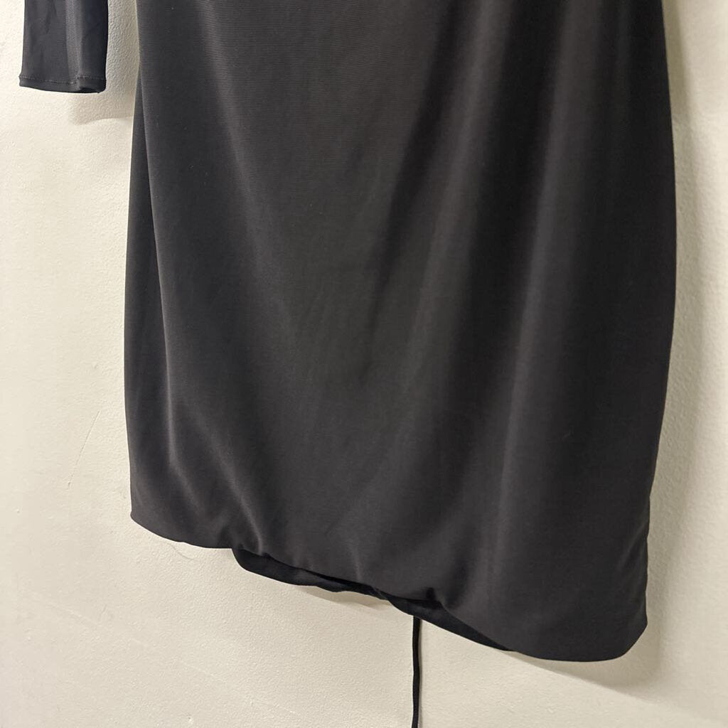 La Femme Black Long Sleeve Lace Up Back Short Formal Dress 6