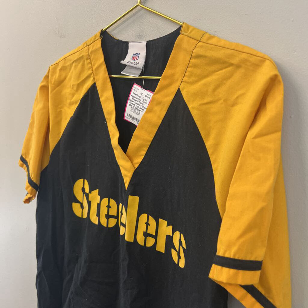 NFL Team Apparel Black/ Yellow Steelers Short Sleeve Top Small