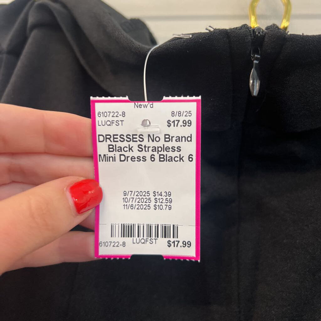 Black Strapless Mini Dress 6