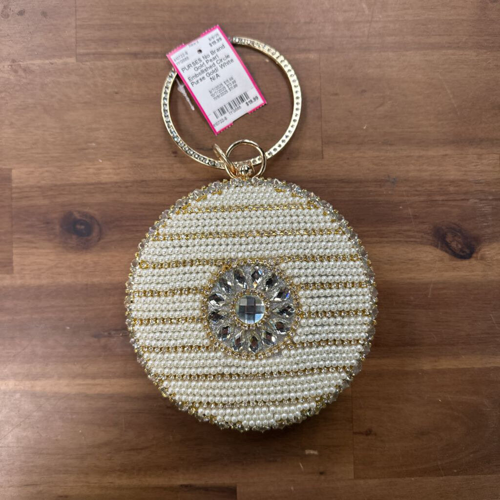 Gold Pearl Embellished Circle Purse