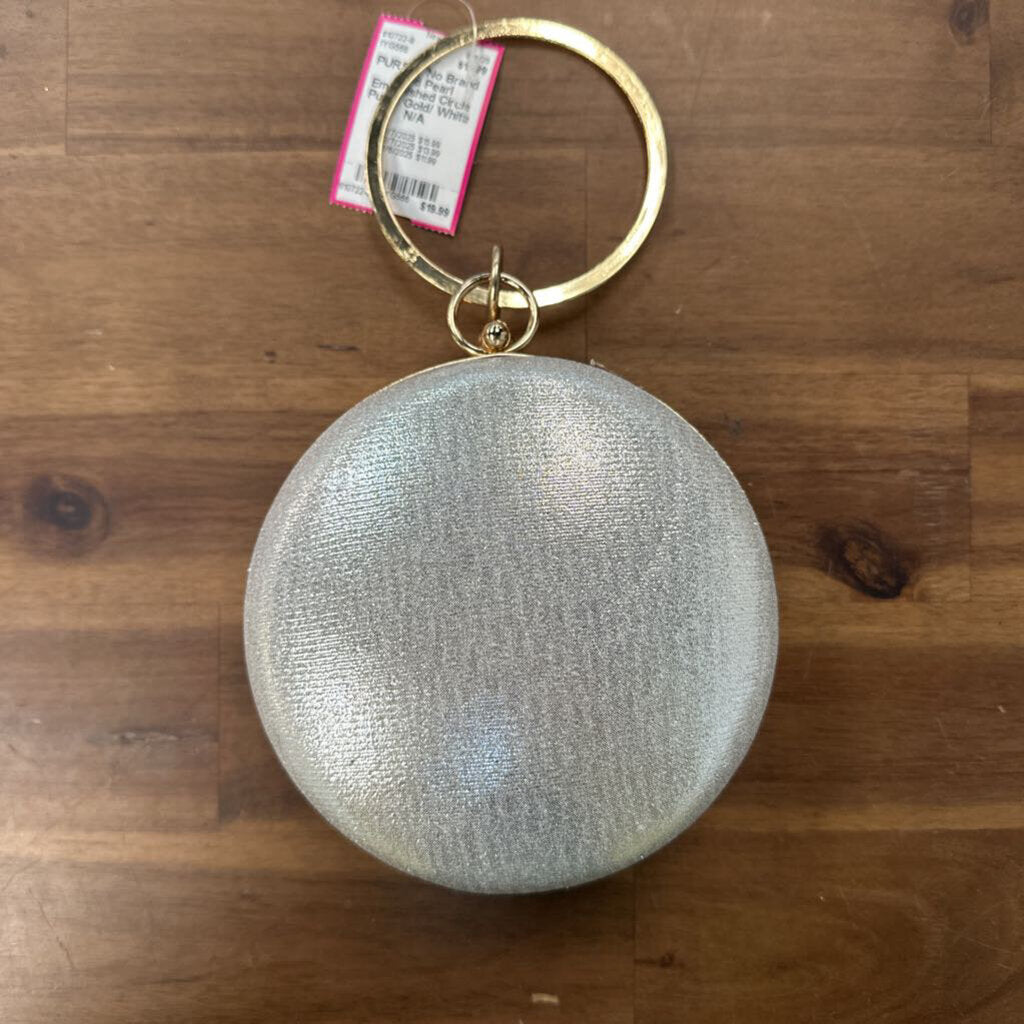 Gold Pearl Embellished Circle Purse