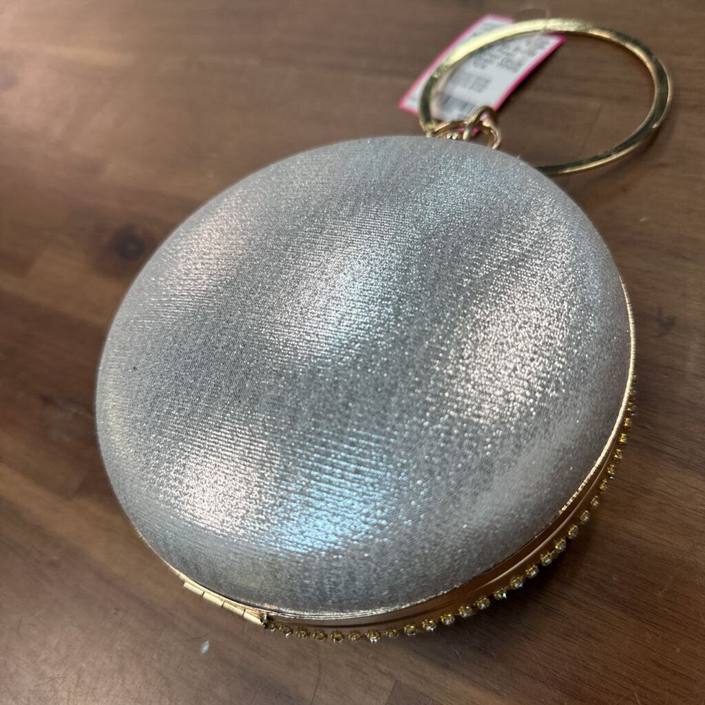 Gold Pearl Embellished Circle Purse