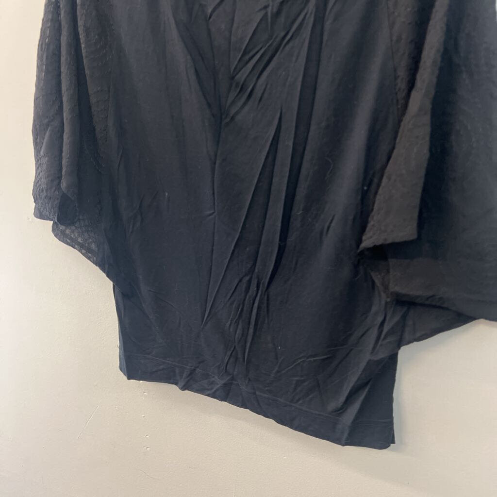 Language Black Embroidered Short Sleeve Top Medium