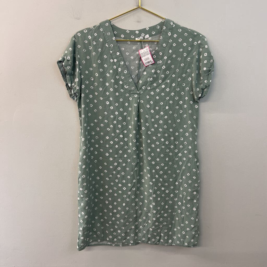 Gap Green/ White Print Short Sleeve Dress Small