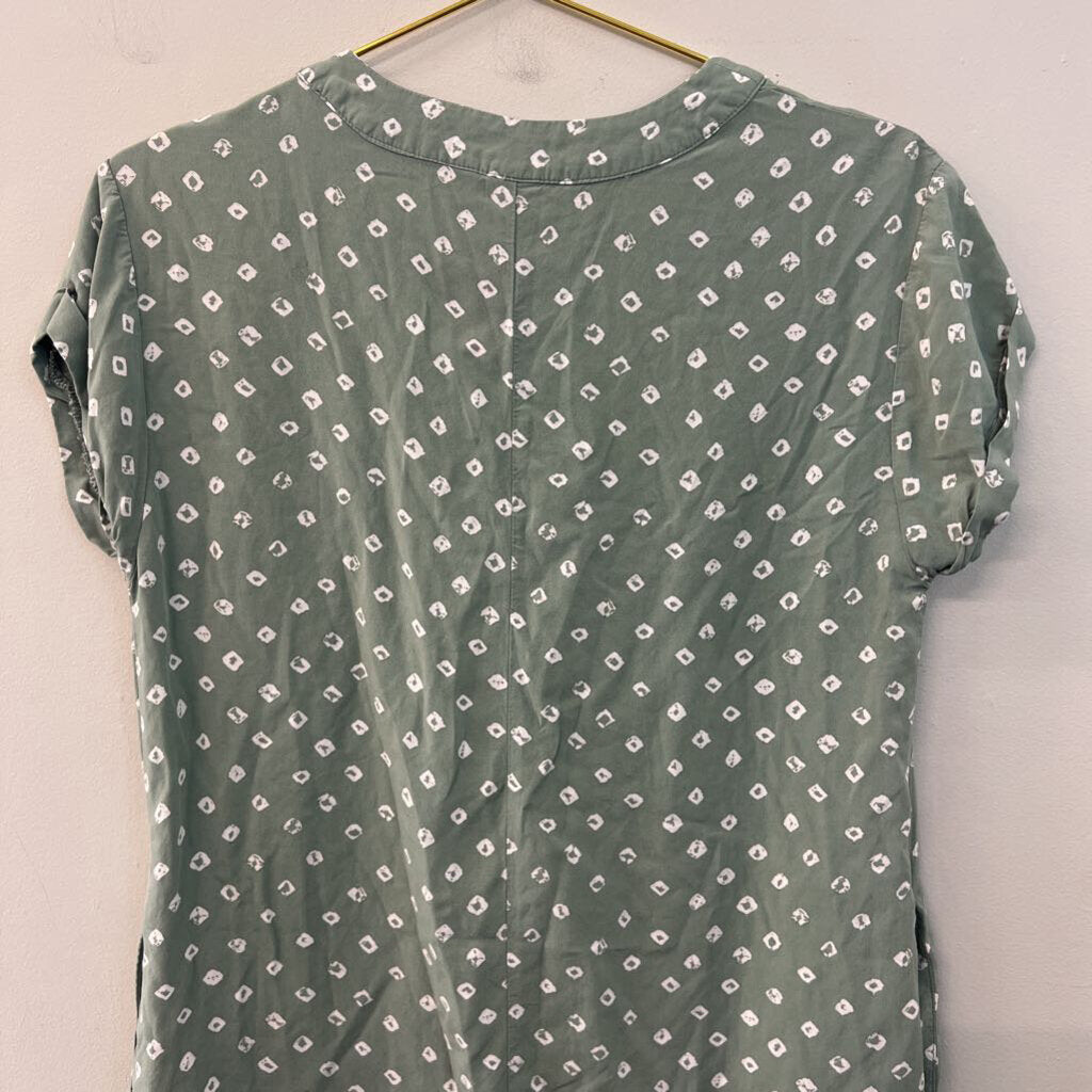 Gap Green/ White Print Short Sleeve Dress Small