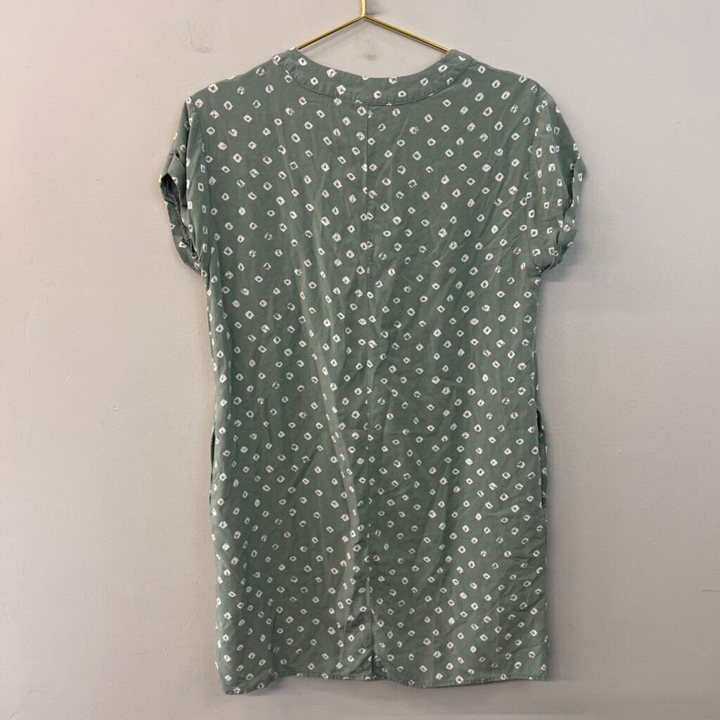 Gap Green/ White Print Short Sleeve Dress Small