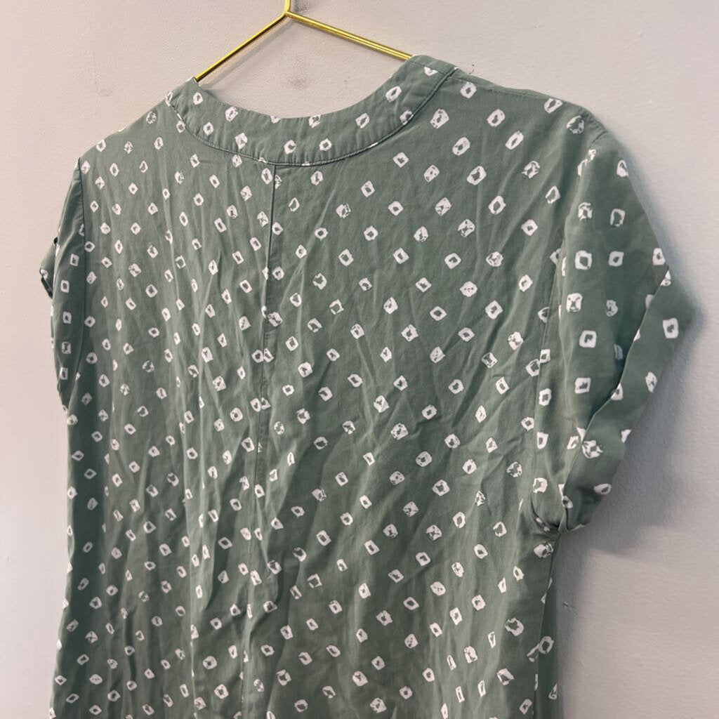 Gap Green/ White Print Short Sleeve Dress Small
